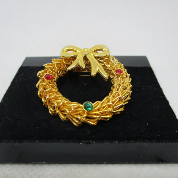 Eisenberg Christmas Wreath Brooch Eisenberg Rhinestone Christmas Wreath Brooch - Picture 6 of 14